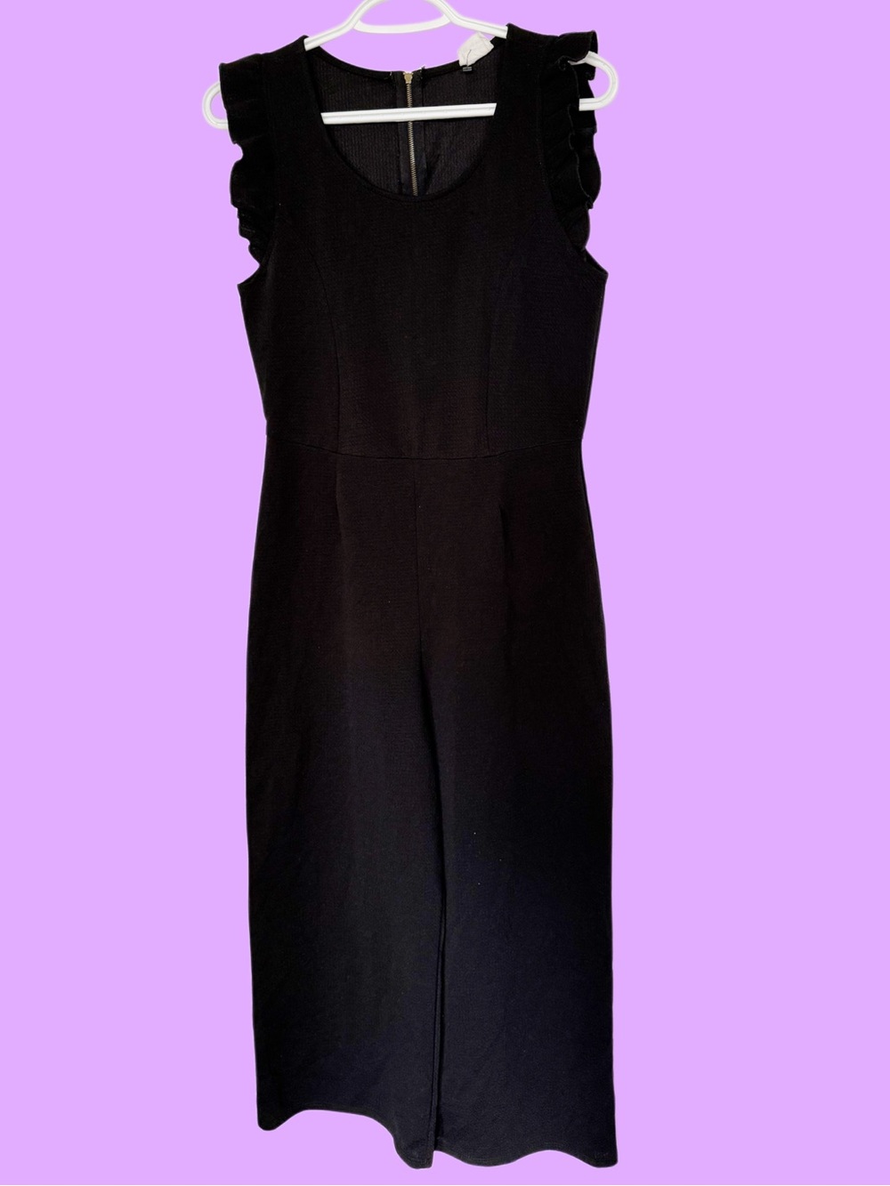 Caution To The Wind Black Sleeveless Jumpsuit with Ruffle Shoulders